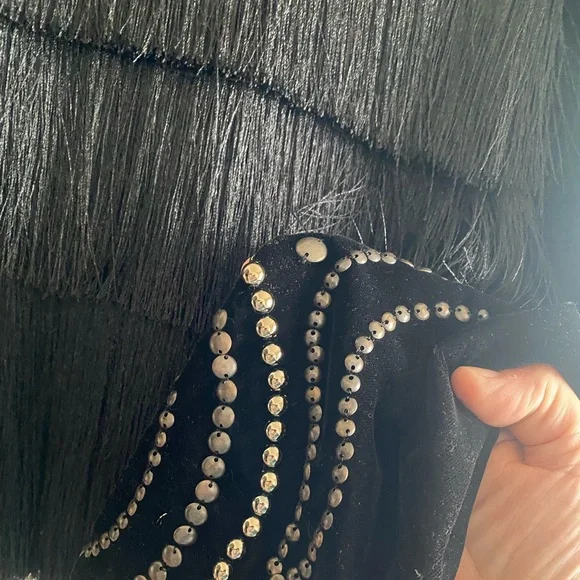 Zara Black Studded Fringe cropped jacket Blazer XL NEW! - Picture 5 of 5